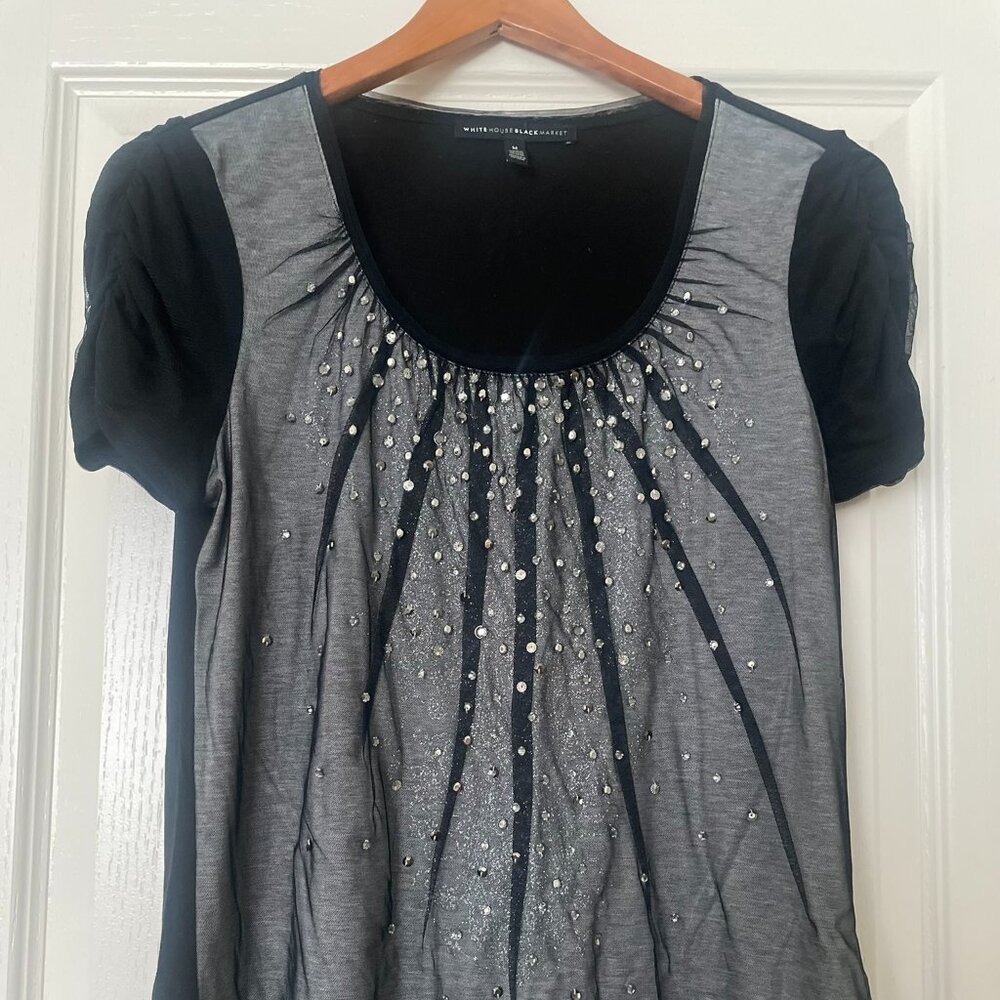 White House Black Market black and silver top